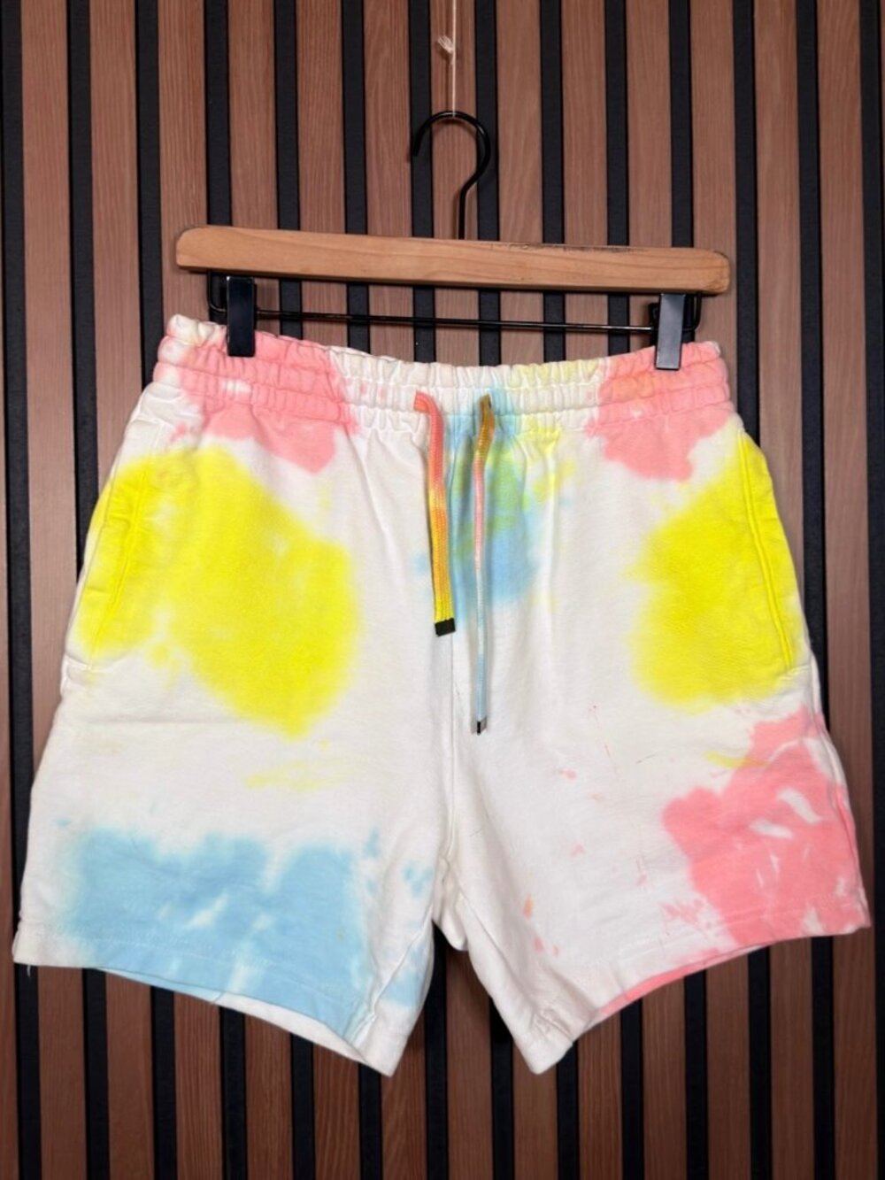 Talentless Sweatshorts Small Mens Multicolor Tie Dye 100% Cotton Fleece Pull On